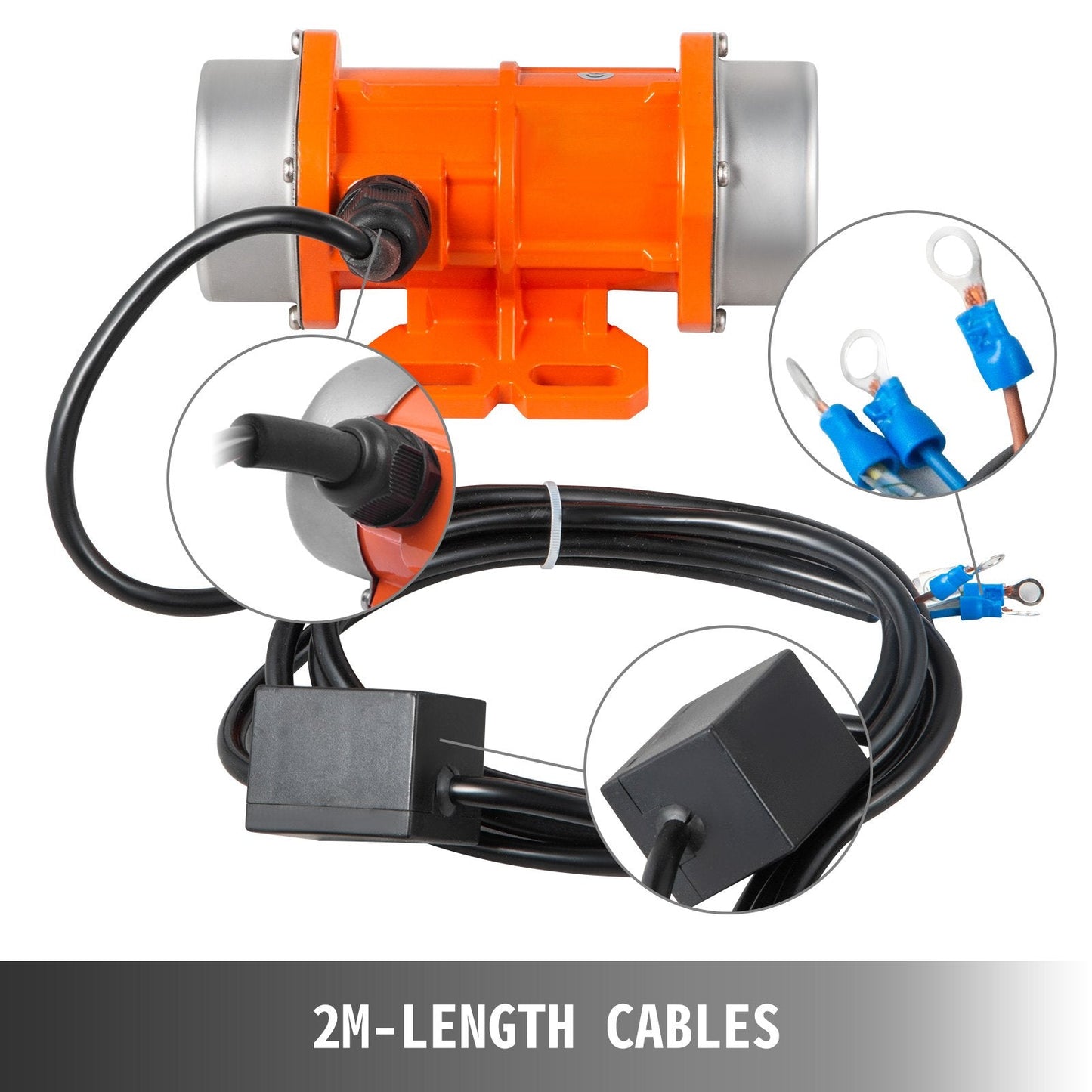 220V 40W Single Phase Concrete Vibrator Motor with 2m Cable & IP65 Waterproof