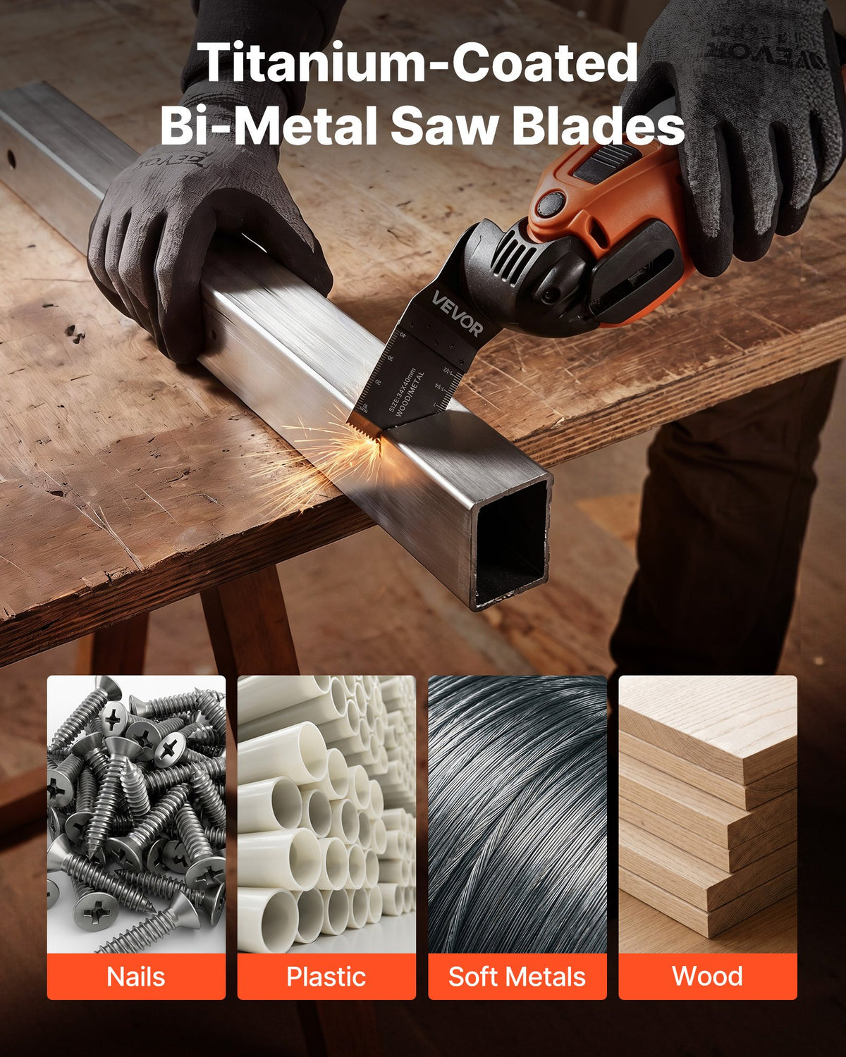 110PCS Oscillating Saw Blades, Universal Quick Release Multi Tool Blades Kits, 4 Types Oscillating Multitool Blades for Wood Plastic Metal, Compatible with Dewalt Ryobi Milwaukee Bosch Craftsman