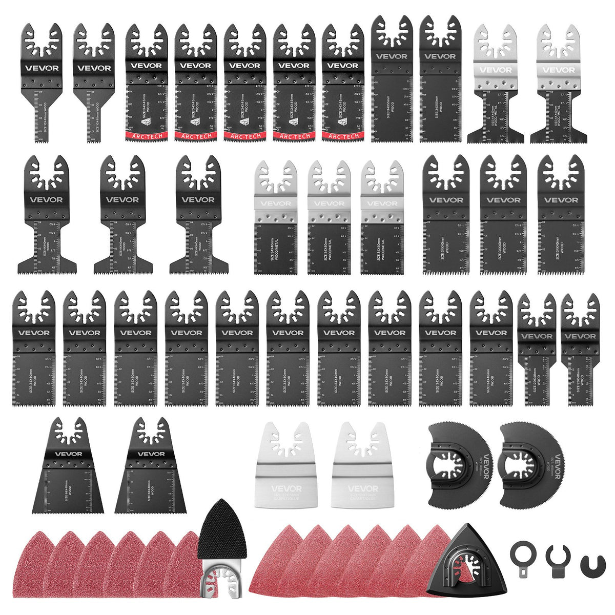 160-Piece Oscillating Saw Blades and Sanding Kit – 36 Universal Multi Tool Blades with 2 Scrapers, 2 Sanding Pads & 120 Sandpapers, 11 Types Oscillating Multitool Blades for Wood Plastic Metal