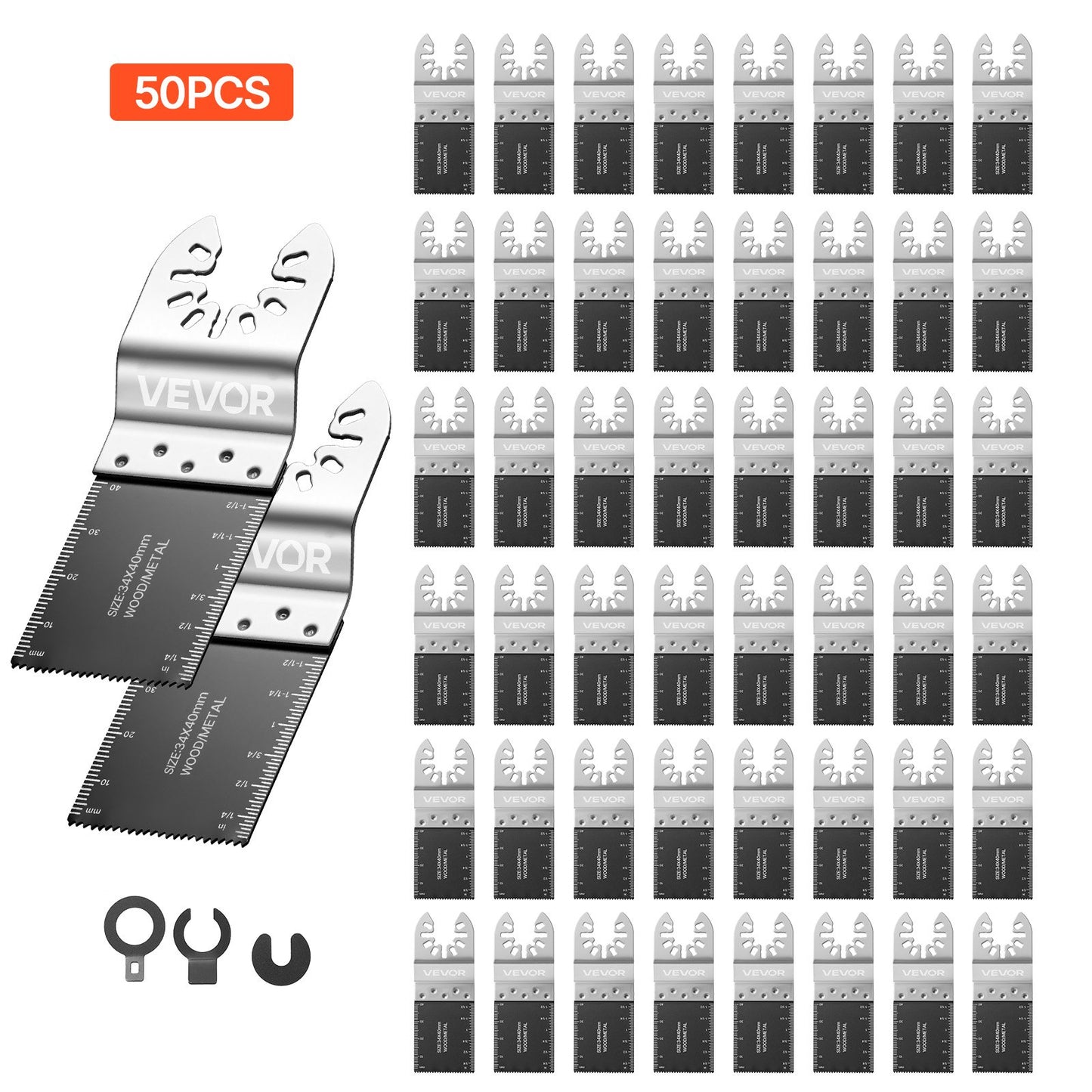 50PCS Bi-Metal Oscillating Saw Blades, Universal Quick Release Oscillating Multi Tool Blades, Multitool Tool Blades for Nails, Soft Metal, Wood, Compatible with Dewalt Milwaukee Bosch Ryobi