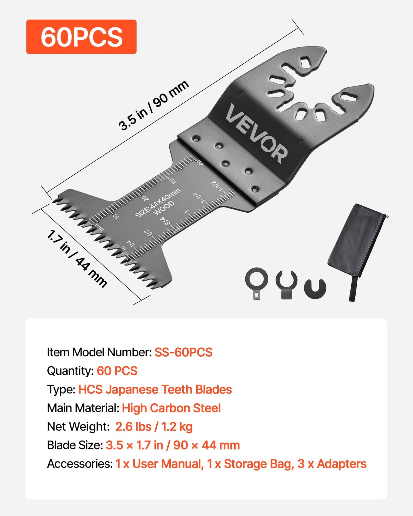 60PCS Oscillating Saw Blades Japanese Teeth, Universal Quick Release Oscillating Multi Tool Blades, Multitool Tool Blades for Wood Plastic PVC, Compatible with Dewalt Milwaukee Bosch Craftsman
