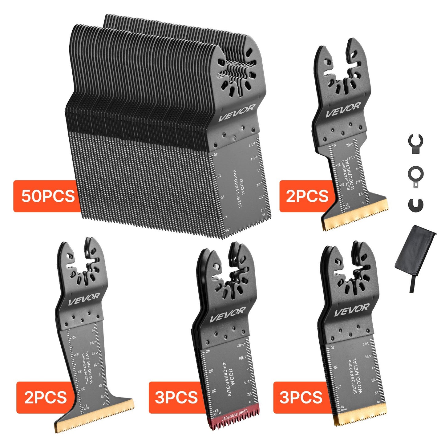 60PCS Oscillating Saw Blades, Universal Quick Release Multi Tool Blades Kits, 5 Types Oscillating Multitool Blades for Wood Plastic Metal, Compatible with Dewalt Ryobi Milwaukee Bosch Craftsman