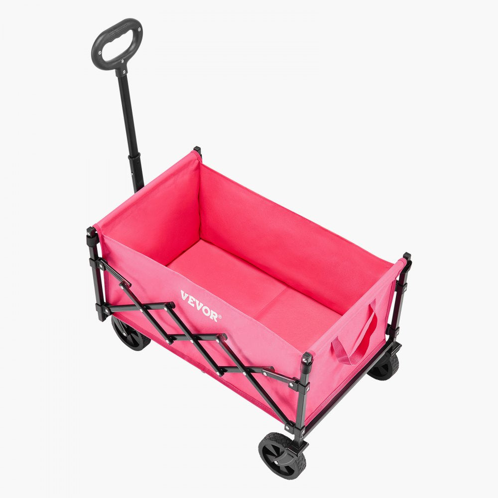 VEVOR Collapsible Wagon Carts 120L & 225LBS Heavy Duty Folding Garden Cart Pink