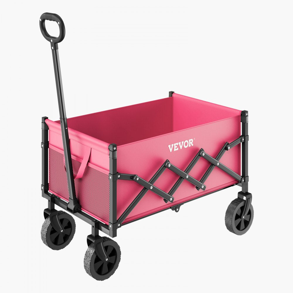 VEVOR Collapsible Wagon Carts 120L & 225LBS Heavy Duty Folding Garden Cart Pink