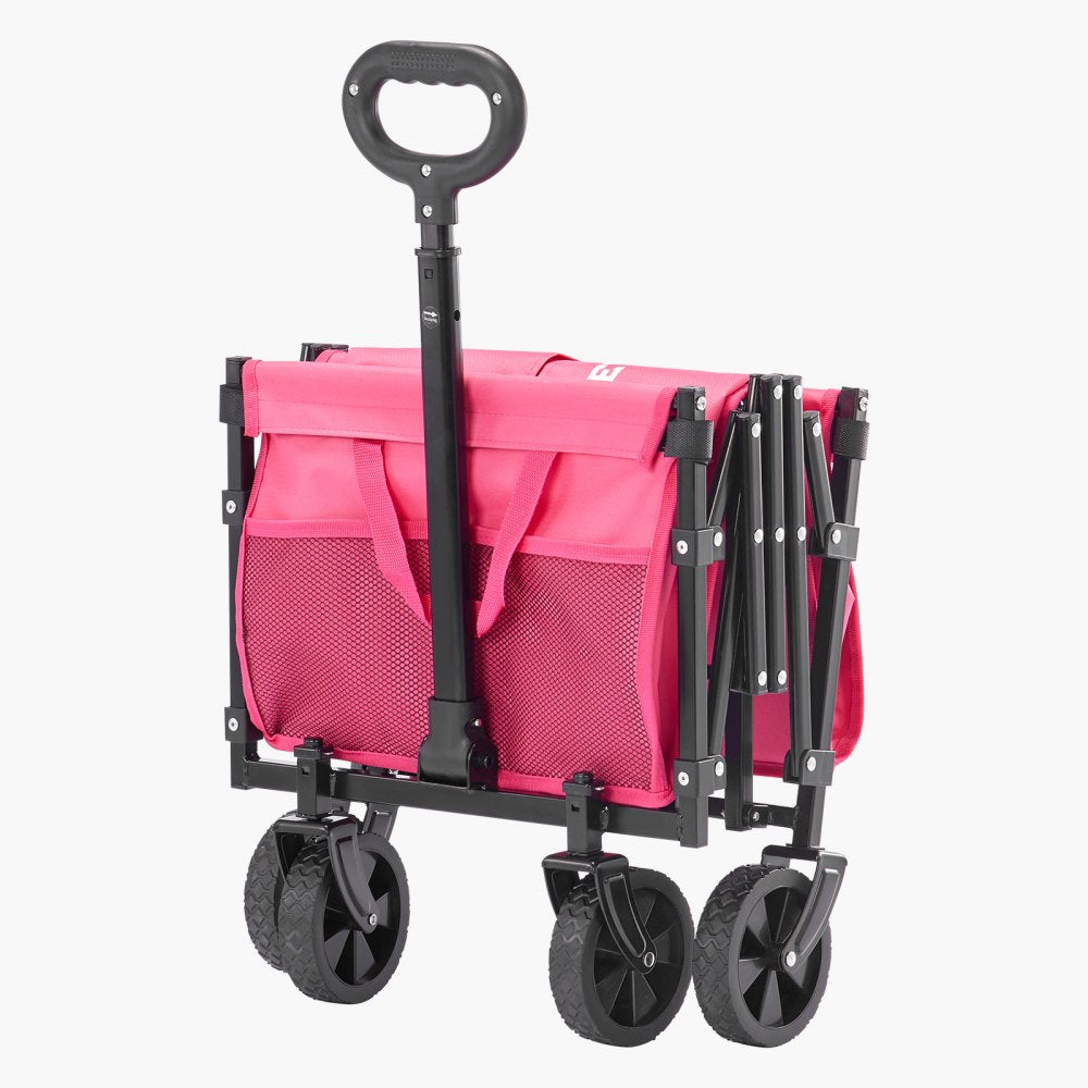 VEVOR Collapsible Wagon Carts 120L & 225LBS Heavy Duty Folding Garden Cart Pink
