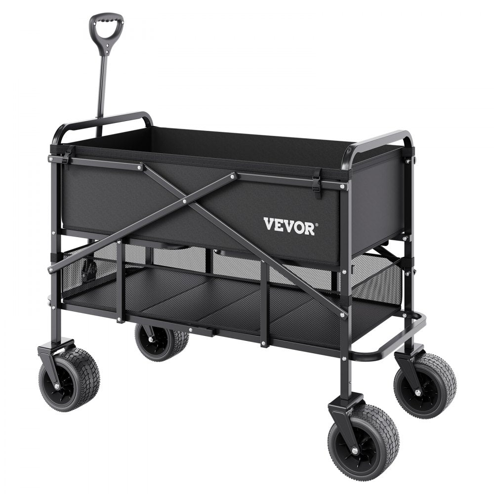 VEVOR Double Decker Wagon Collapsible 300L & 450 lbs Heavy Duty Folding Cart
