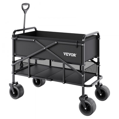 VEVOR Double Decker Wagon Collapsible 300L & 450 lbs Heavy Duty Folding Cart