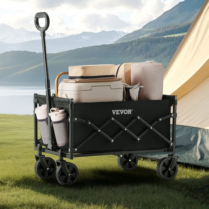 Collapsible Wagon Carts 120L & 225LBS Heavy Duty Folding Garden Cart Black