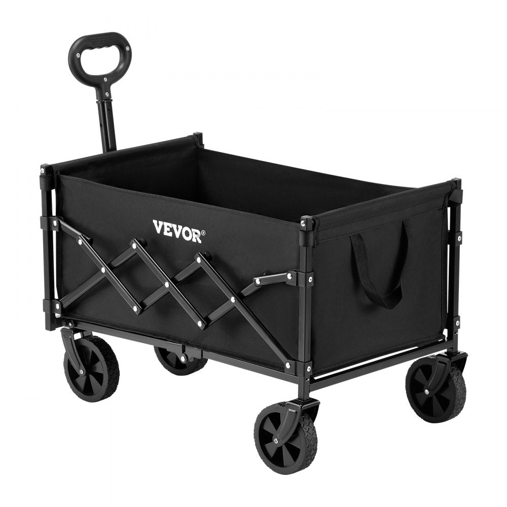 Collapsible Wagon Carts 120L & 225LBS Heavy Duty Folding Garden Cart Black
