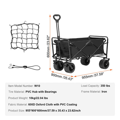 Collapsible Folding Wagon, 3 cu.ft with All-Terrain Wheels, 158 kg Capacity