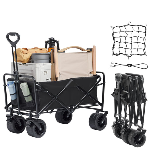 VEVOR Collapsible Folding Wagon, 3 cu.ft Beach Wagon Cart with All-Terrain Wheels,