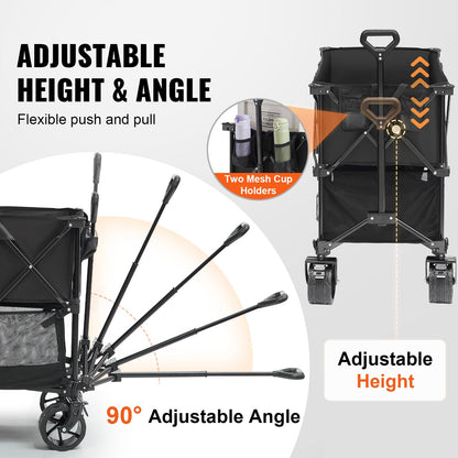 Collapsible Double Decker Wagon, 180 kg Cap, All-Terrain Wheels, 1.3m Long