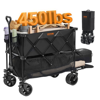 Collapsible Double Decker Wagon, 180 kg Cap, All-Terrain Wheels, 1.3m Long