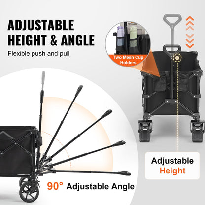 Collapsible 113L Folding Wagon with All-Terrain Wheels for Outdoor Use