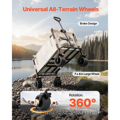 VEVOR Foldable Wagon Cart Converts to Bench 550lb Load & 220L Utility Wagon