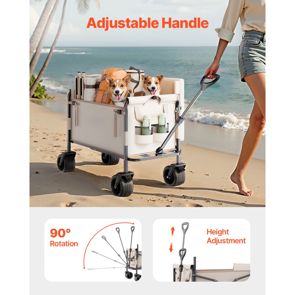 VEVOR Foldable Wagon Cart Converts to Bench 550lb Load & 220L Utility Wagon