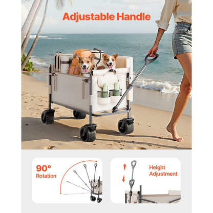 VEVOR Foldable Wagon Cart Converts to Bench 550lb Load & 220L Utility Wagon