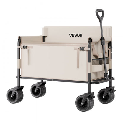 VEVOR Foldable Wagon Cart Converts to Bench 550lb Load & 220L Utility Wagon