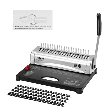 Heavy-Duty Comb Binding Machine, 21-Hole, Binds 450 Sheets, Includes 100 Spines