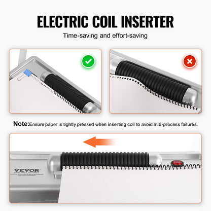 VEVOR Coil Spiral Binding Machine, Manual Book Maker with Electric Binding, 46-Holes