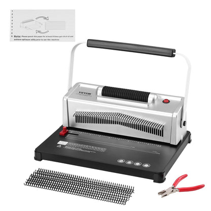Manual Spiral Binding Machine with Electric Punch, Binds 500 Sheets, 46 Holes