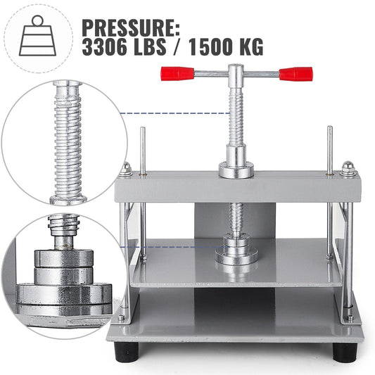 Manual Paper Press, 0.3m x 0.22m Steel Frame, 1500kg Pressure for A4 Papers