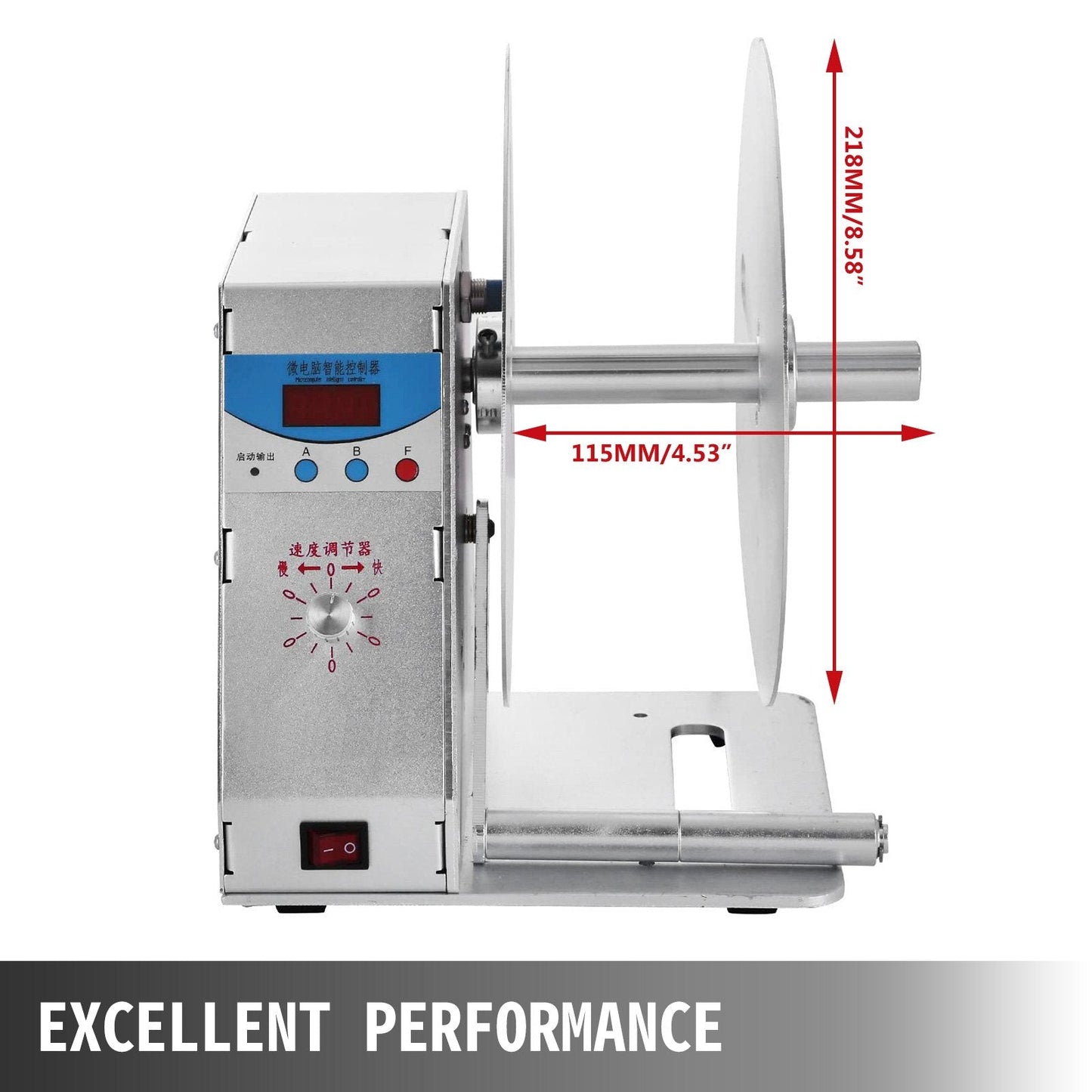 Digital Label Rewinder Machine with Adjustable Speed, 3.5 kg, Max 115 mm Width