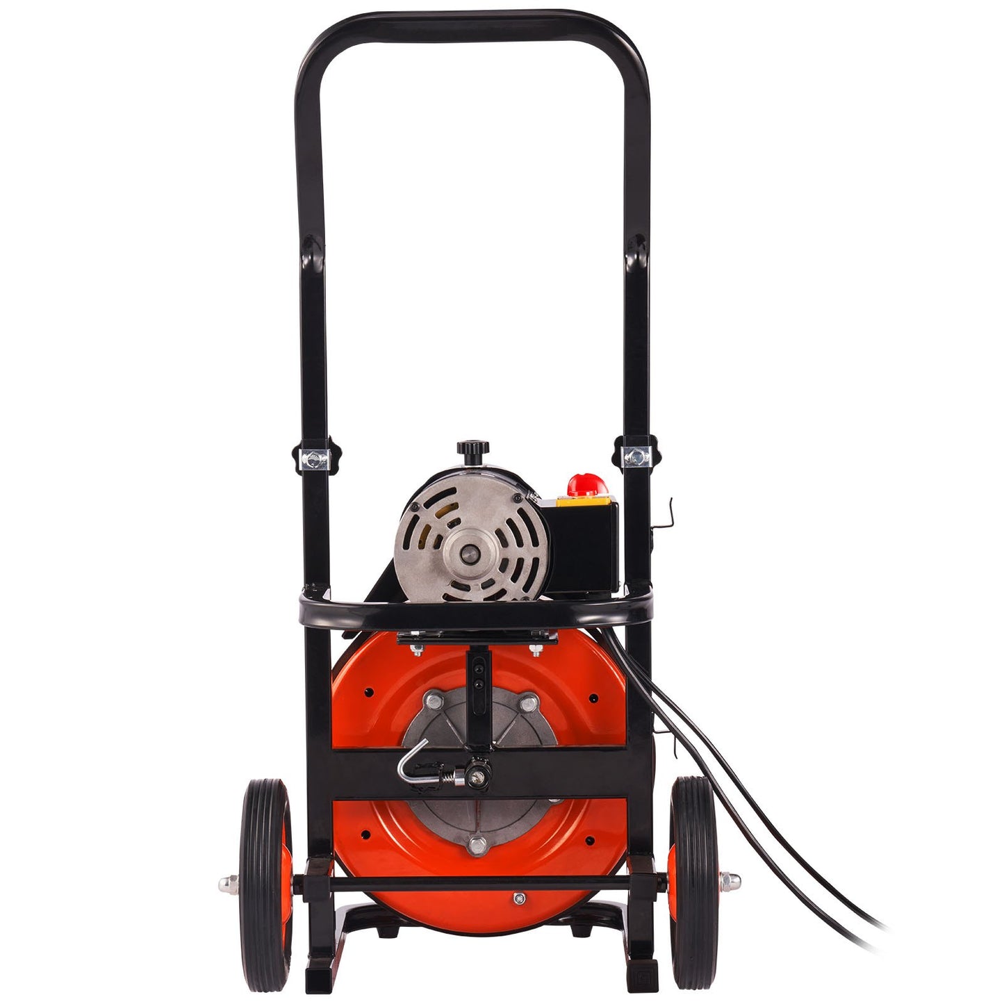Drain Cleaner Machine 22m x 13mm, Auto Feed Sewer Snake Auger on Wheels, Portable Drain Cleaning Machine with 4 Cutters & Air-activated Foot Switch for 50mm to 150mm Pipes