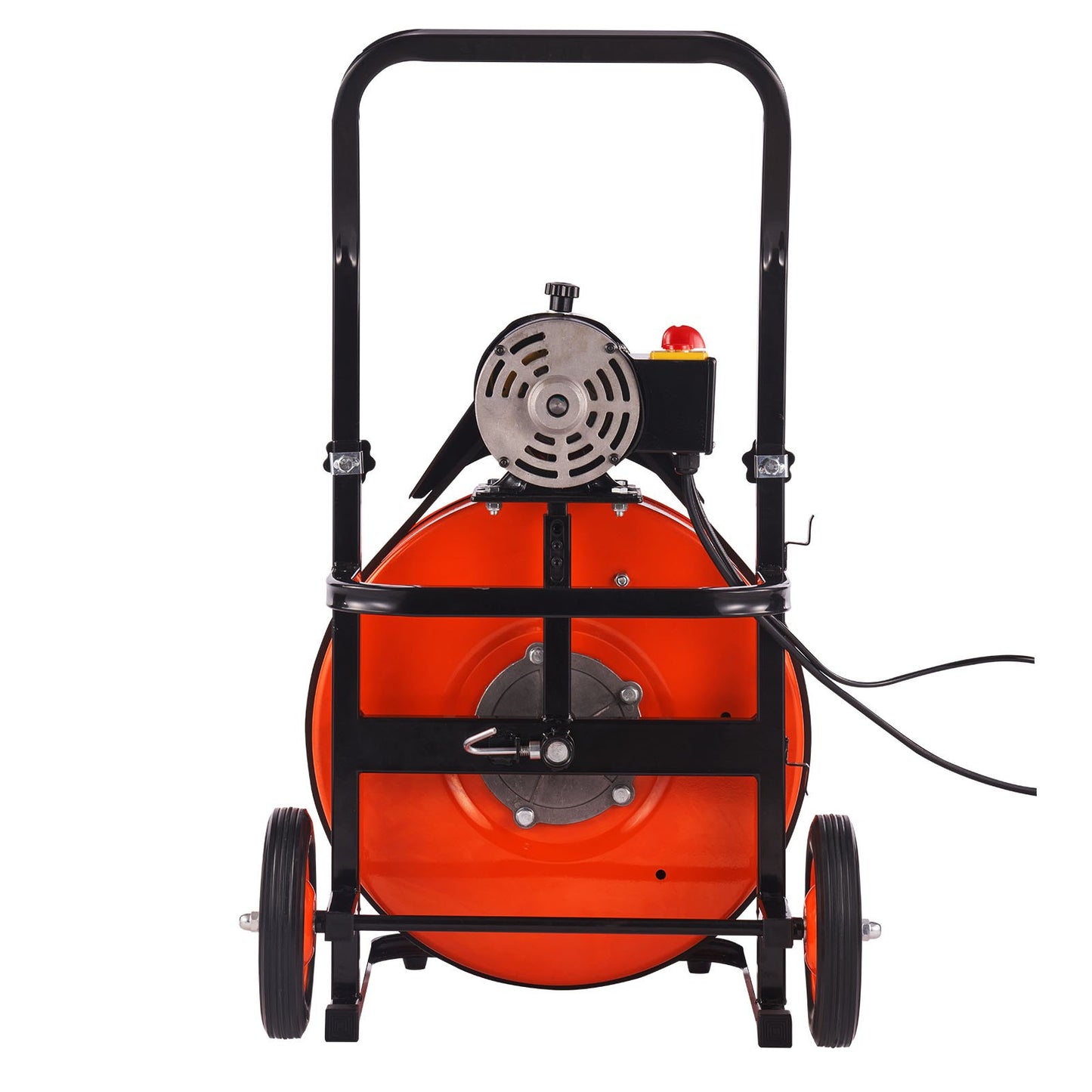 Drain Cleaner Machine 30m x 19mm, Auto Feed Sewer Snake Auger on Wheels, Portable Drain Cleaning Machine with 4 Cutters & Air-activated Foot Switch for 100mm to 200mm Pipes