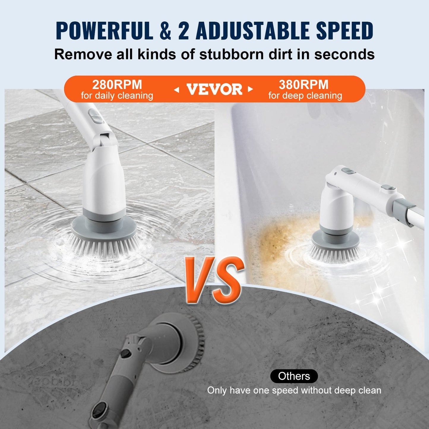 Cordless Electric Spin Scrubber with 4 Brush Heads & Extendable Handle