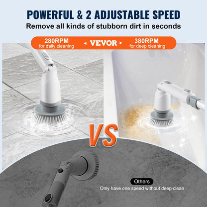 Cordless Electric Spin Scrubber with 4 Brush Heads & Extendable Handle
