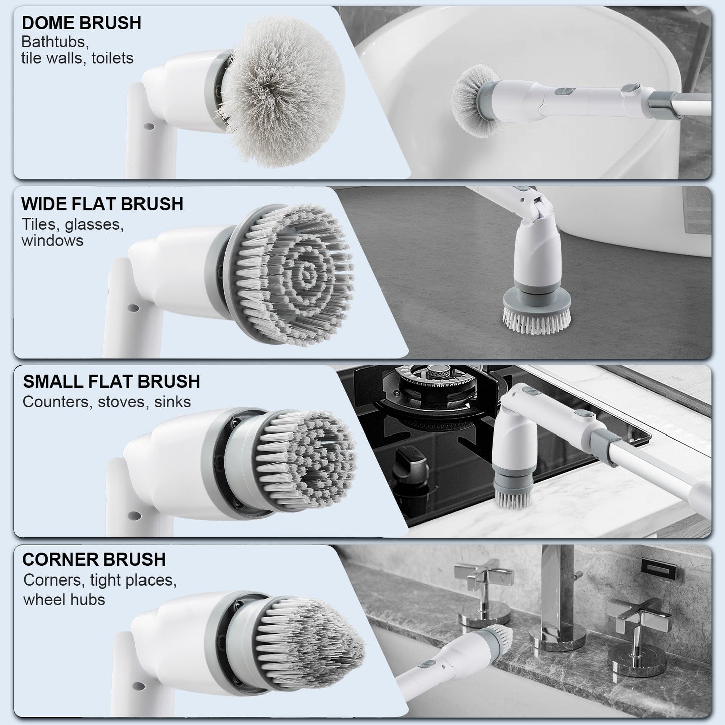 VEVOR Electric Spin Scrubber, Cordless Cleaning Brush with 2 Adjustable Speeds and