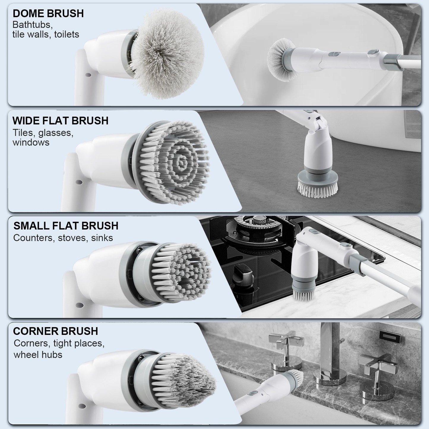 Cordless Electric Spin Scrubber with 4 Brush Heads & Extendable Handle