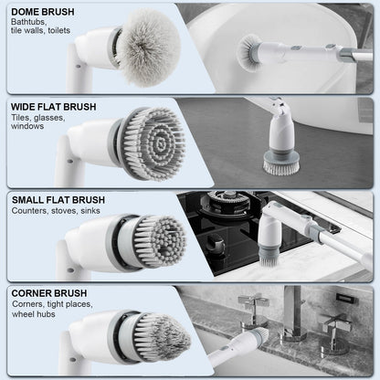 Cordless Electric Spin Scrubber with 4 Brush Heads & Extendable Handle