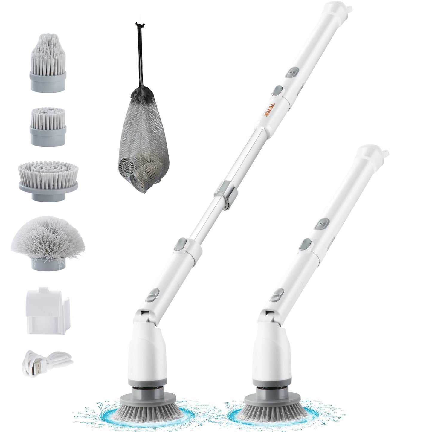 VEVOR Electric Spin Scrubber, Cordless Cleaning Brush with 2 Adjustable Speeds and