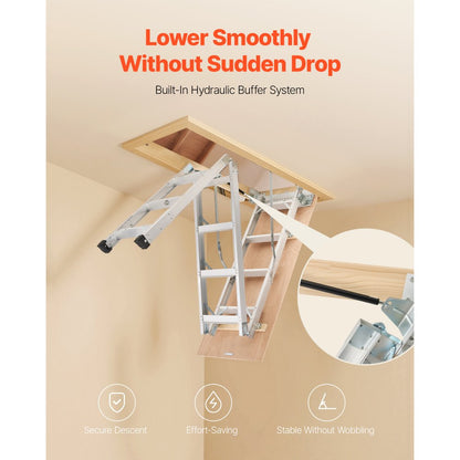 VEVOR Attic Ladder 375LBS / 170KG Capacity for 7.66 to 10.25 ft Ceiling Aluminum