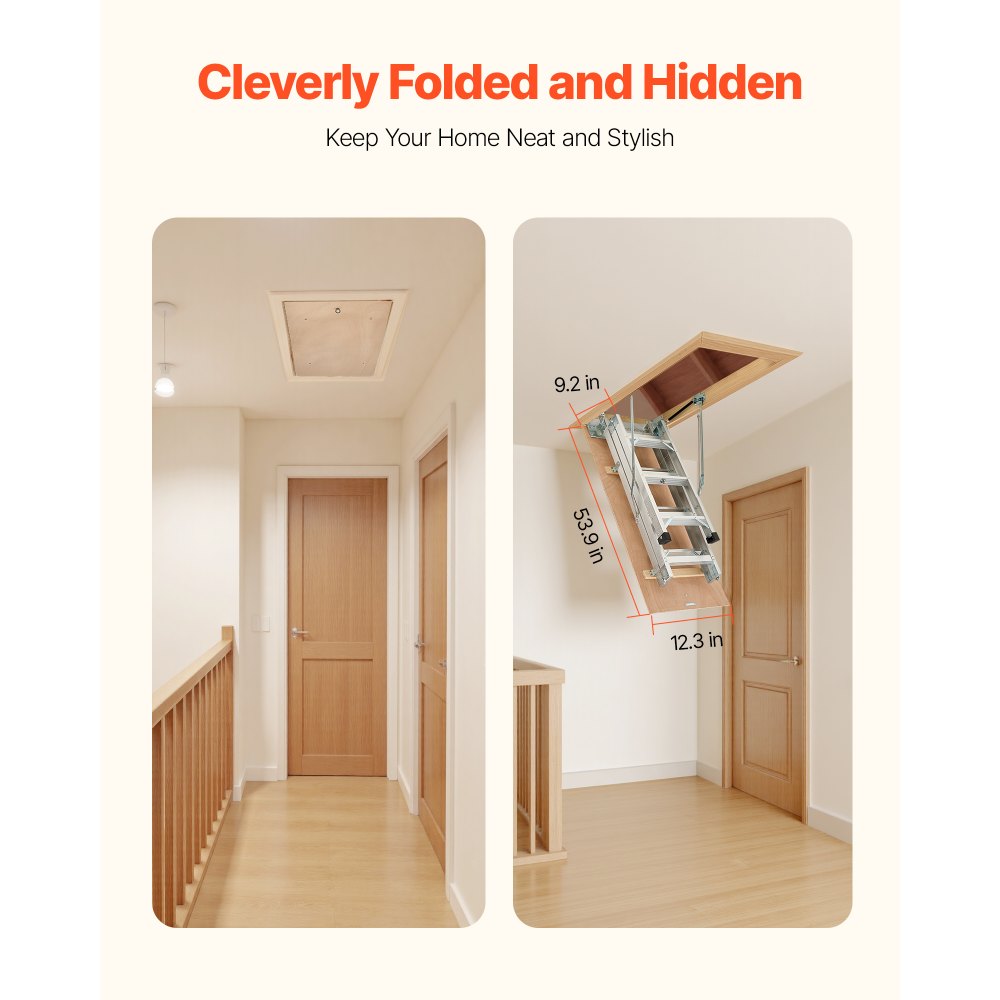 VEVOR Attic Ladder 375LBS / 170KG Capacity for 7.66 to 10.25 ft Ceiling Aluminum
