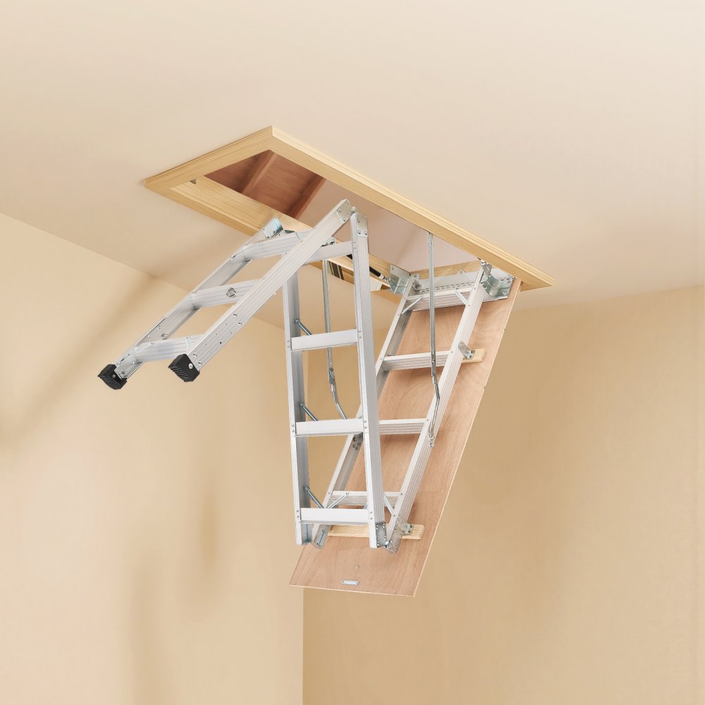 VEVOR Attic Ladder 375LBS / 170KG Capacity for 7.66 to 10.25 ft Ceiling Aluminum