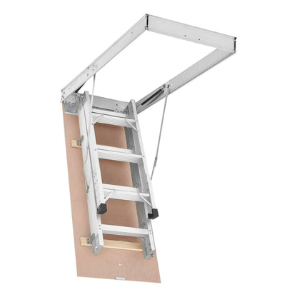 Aluminum Attic Ladder, Fits 299-314 cm/233.5-299 cm Ceiling Height, 1372 x 572 mm Opening, 170 kg Load Capacity, Multi-Purpose Foldable Lightweight & Portable Attic Stairs for Convenient Access