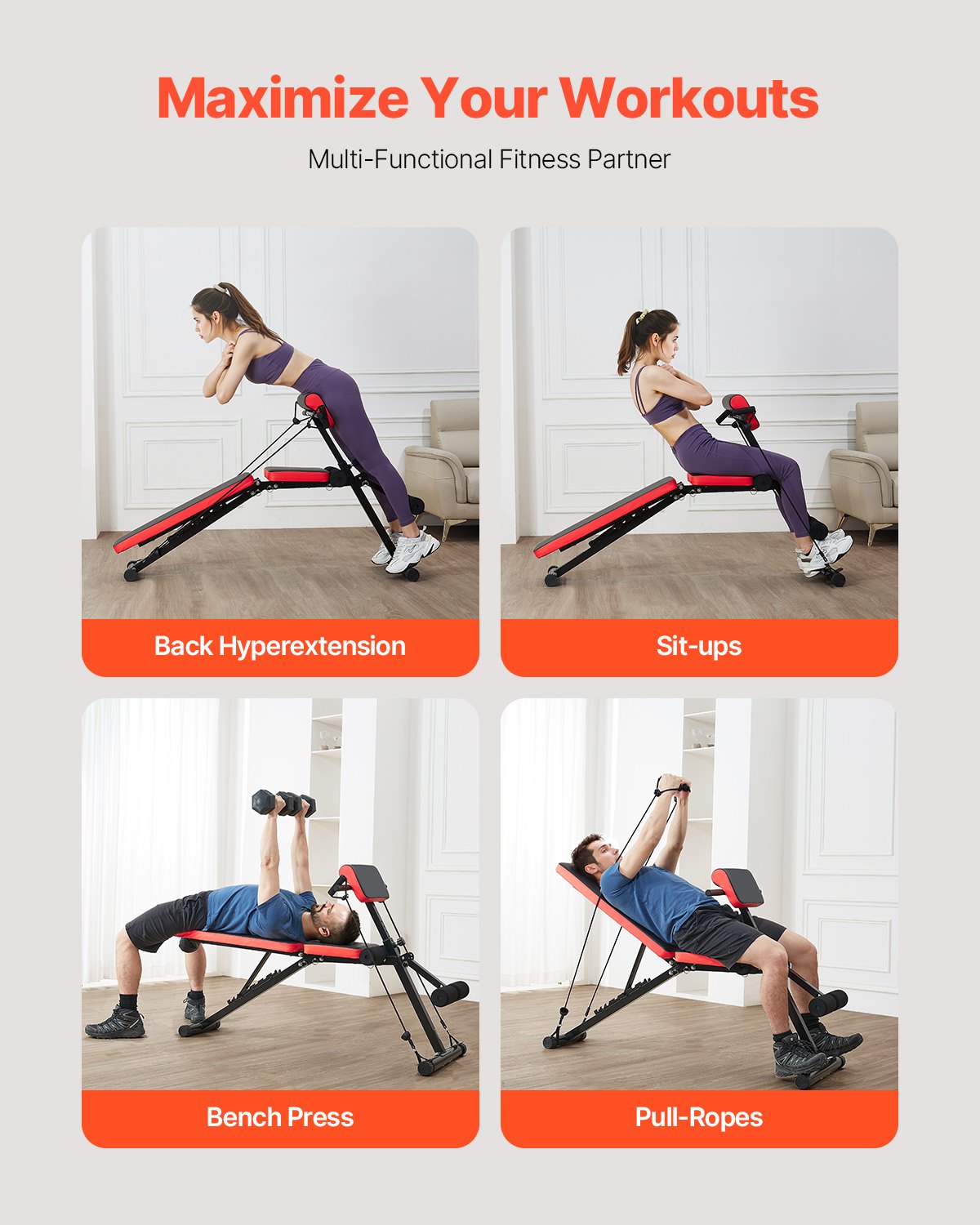 Adjustable Foldable Roman Chair Hyperextension Bench, 350 kg Capacity