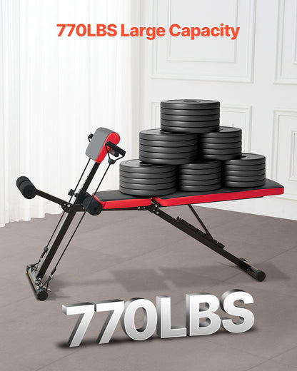 Adjustable Foldable Roman Chair Hyperextension Bench, 350 kg Capacity