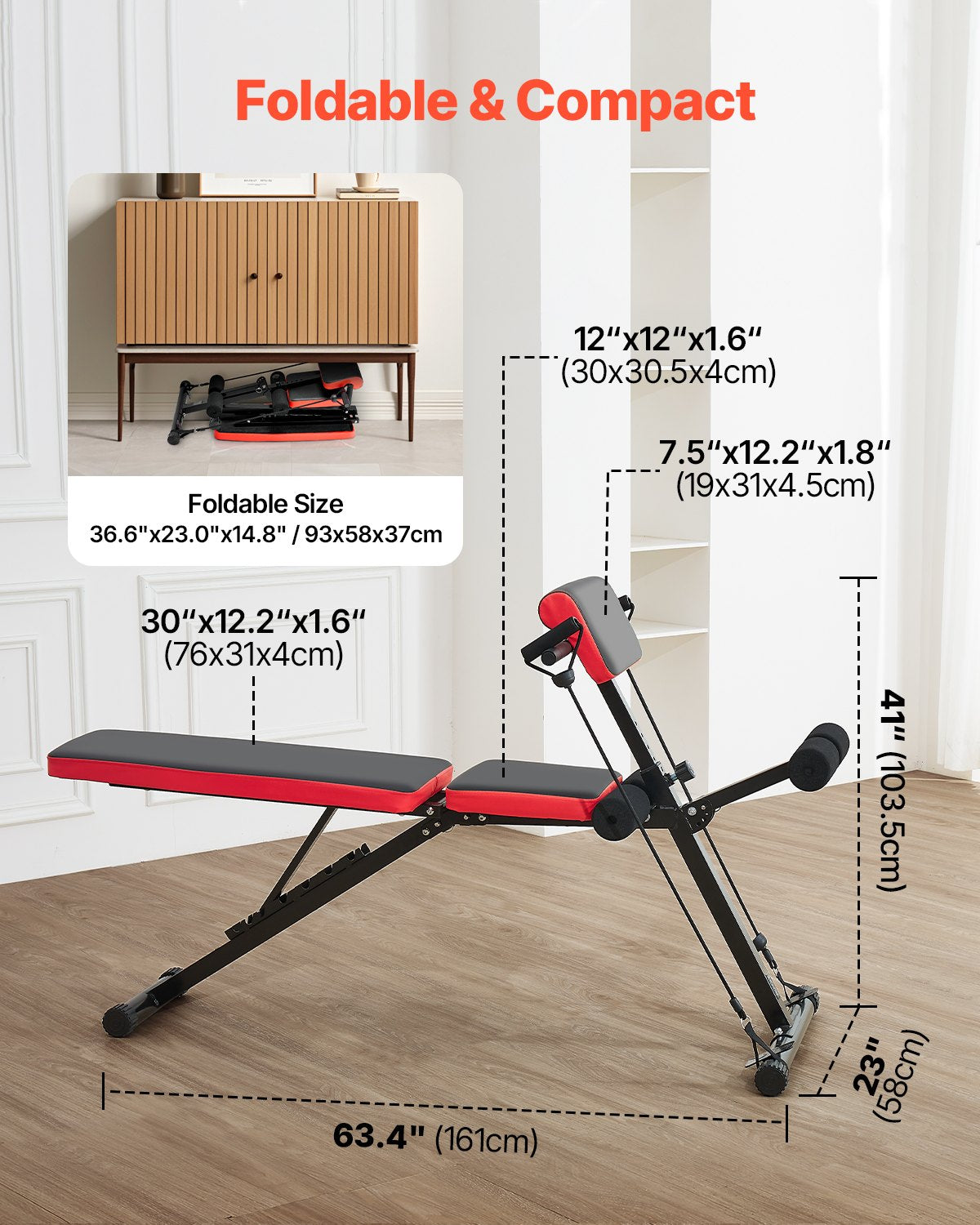 Adjustable Foldable Roman Chair Hyperextension Bench, 350 kg Capacity