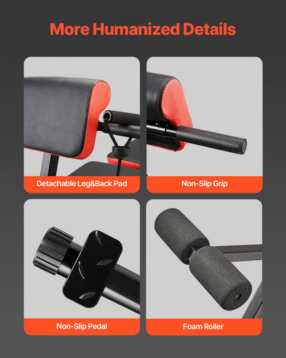 Adjustable Foldable Roman Chair Hyperextension Bench, 350 kg Capacity