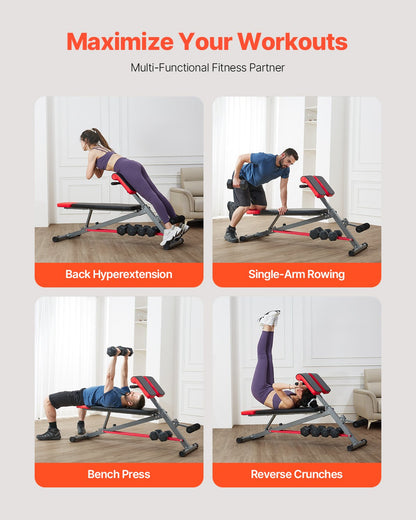 VEVOR Roman Chair Back Extension Hyperextension Bench Multi-Function Adjustable
