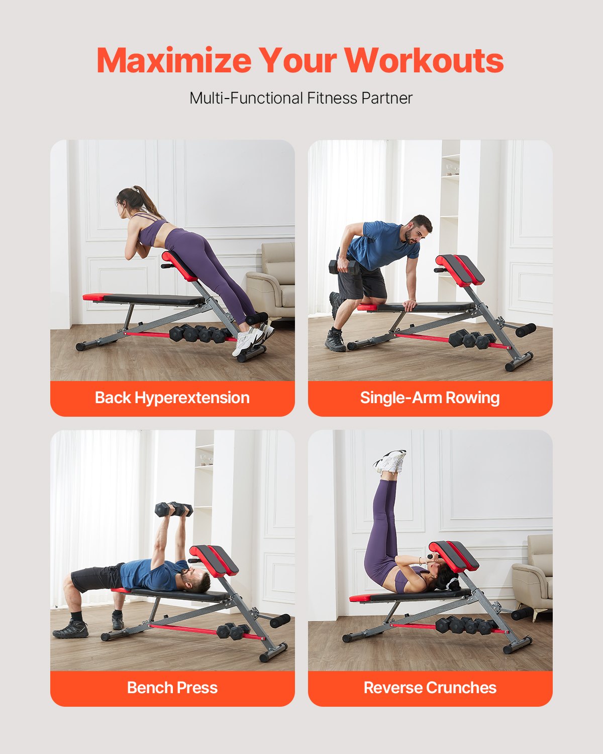 Adjustable Roman Chair for Full-Body Workouts, Supports Up to 300 kg