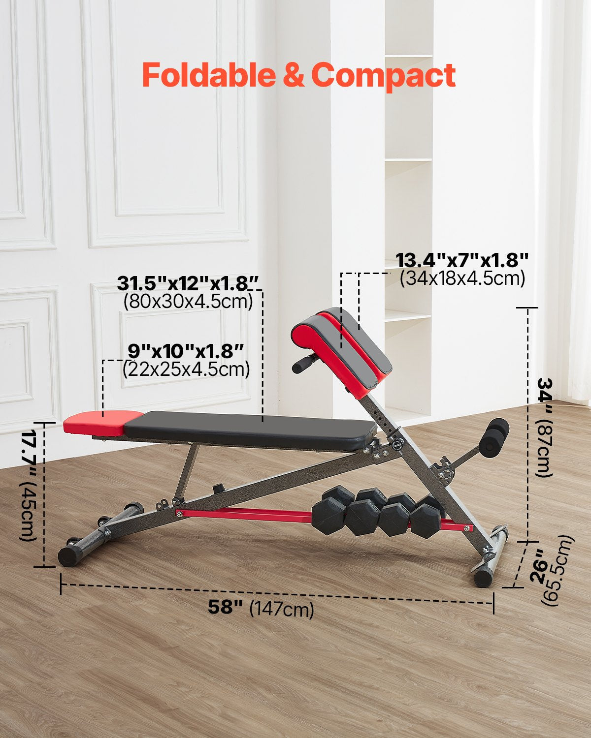Adjustable Roman Chair for Full-Body Workouts, Supports Up to 300 kg