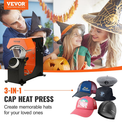 Automatic Hat Heat Press with 3 Interchangeable Heating Pads for Sublimation