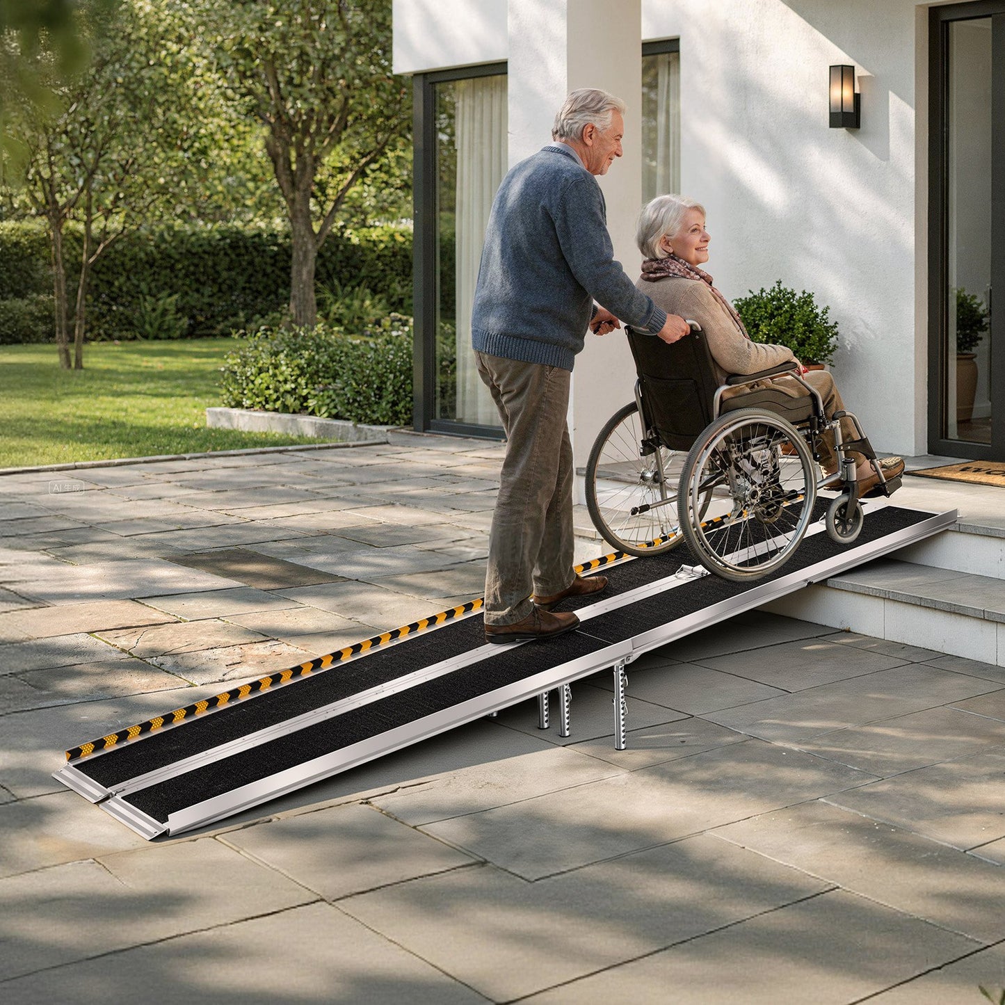 Portable Wheelchair Ramp, 3045 mm, Non-Slip Aluminum Folding Handicap Ramp for Wheelchair, 800 lbs Capacity, Door Threshold Ramps for Home Steps, Stairs, Entry, Threshold, Doorways, Scooter