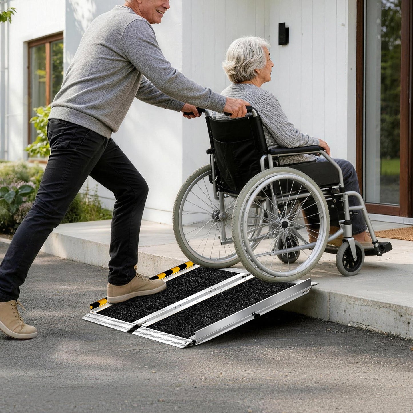 Portable Wheelchair Ramp, 610 mm, Non-Slip Aluminum Folding Handicap Ramp for Wheelchair, 800 lbs Capacity, Door Threshold Ramps for Home Steps, Stairs, Entry, Threshold, Doorways, Scooter, Curb