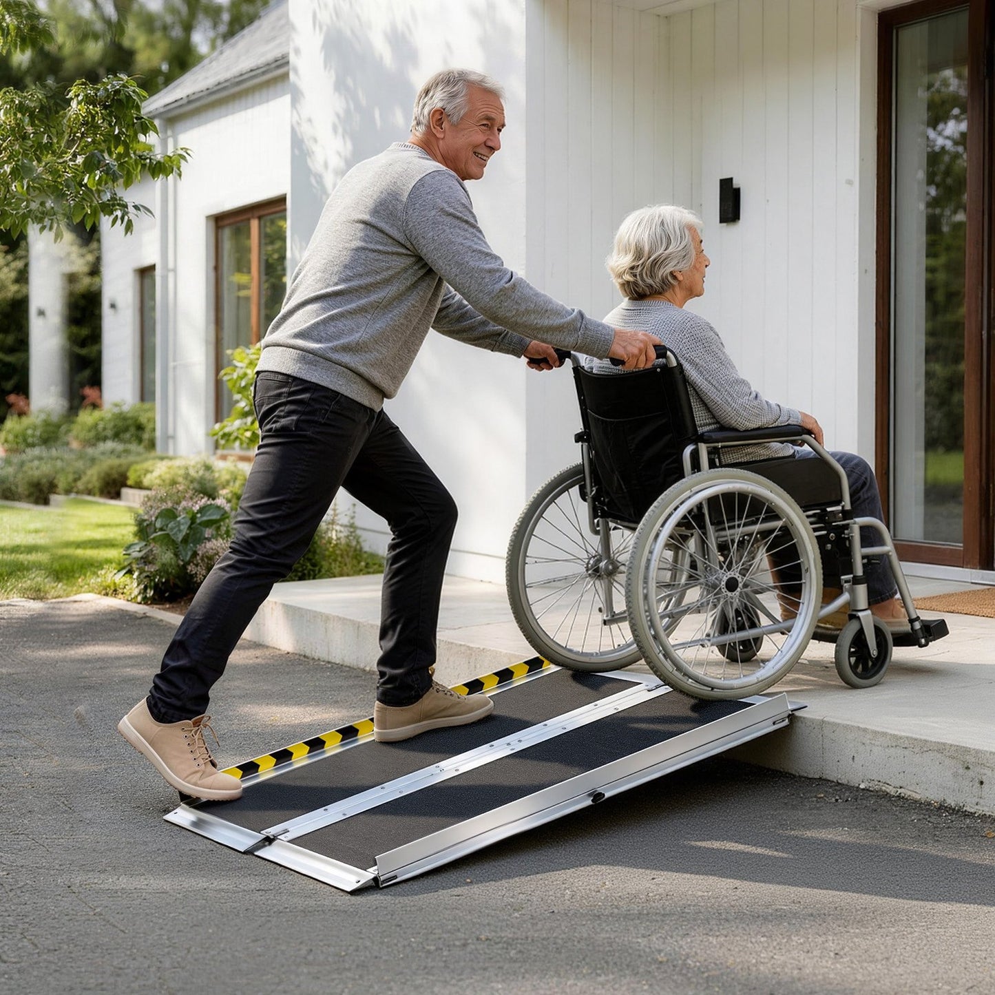 Portable Wheelchair Ramp, 915 mm, Non-Slip Aluminum Folding Handicap Ramp for Wheelchair, 800 lbs Capacity, Door Threshold Ramps for Home Steps, Stairs, Entry, Threshold, Doorways, Scooter, Curb